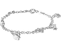 Lucardi Meisjes Armbandje met hanger met plating - Dier - Cadeau - 925 Zilver - Zilverkleurig