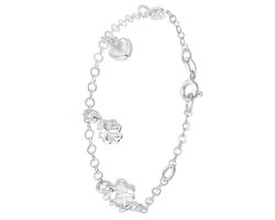 Lucardi Meisjes Armbandje met hanger met plating - Hart - valentijn cadeau - 925 Zilver - Zilverkleurig