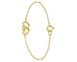 Lucardi Meisjes Armbandje met hanger met plating - Hart - valentijn cadeau - Echt Zilver - Goudkleurig