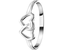 Lucardi Meisjes Kinder ring met plating - Hart - Cadeau - Echt Zilver - Zilverkleurig