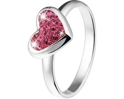 Lucardi Meisjes Kinder ring met plating - Hart - Kristal - valentijn cadeau - Echt Zilver - Zilverkleurig