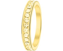 Lucardi Meisjes Kinder ring met plating - Rond - Kristal - Cadeau - Staal - Goudkleurig