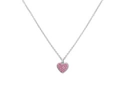 Lucardi Meisjes Kinderketting met hanger - Hart - Kristal - valentijn cadeau - Staal - Zilverkleurig