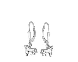Lucardi Meisjes Oorhanger met plating - Dier - Cadeau - Echt Zilver - Zilverkleurig