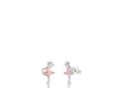 Lucardi Meisjes Oorknop met plating - Cadeau - Echt Zilver - Zilverkleurig