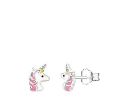 Lucardi Meisjes Oorknop met plating - Dier - Cadeau - Echt Zilver - Zilverkleurig