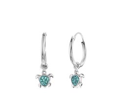 Lucardi Meisjes Oorring met plating - Dier - Kristal - Cadeau - Echt Zilver - Zilverkleurig