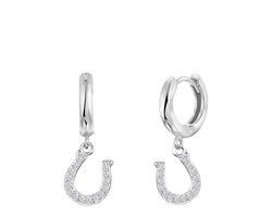 Lucardi Meisjes Oorring met plating - Dier - Zirkonia - Cadeau - Echt Zilver - Zilverkleurig