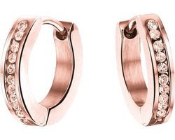 Lucardi Meisjes Oorring met plating - Kristal - Cadeau - Staal - Rosékleurig
