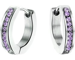 Lucardi Meisjes Oorring met plating - Kristal - Cadeau - Staal - Zilverkleurig