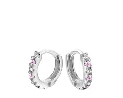 Lucardi Meisjes Oorring met plating - Rond - Zirkonia - Cadeau - Echt Zilver - Zilverkleurig