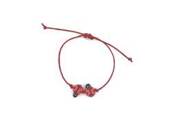 Luna-Leena duurzame kinderarmband lieveheersbeestje - rood - L15cm - handgemaakt in Nepal - ladybug beads- kids bracelet - accessoires - feest - cadeau - kinderfeestje - verjaardag - armband - sieraad