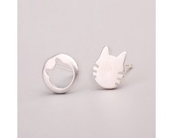 meisjes oorknopjes met katten- 5mm-zilver 925