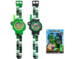 Minecraft Walkie Talkie Horloge – Kinderhorloge met Spreekfunctie – 2-delig Set – 17x24x8 cm – Officieel Minecraft