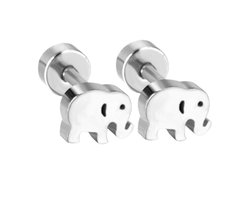 Olifant oorbellen voor meisjes – Premium staal oorknopjes in de kleur zilver– Zilverana