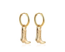 Oorbellen Cowboylaars- Meisjes Oorbellen Cowboyslaarsjes- Goudkleurig- Stainless Steel- Kinderoorbellen- LiLaLove
