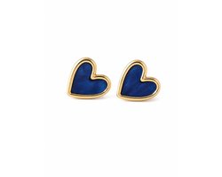 Oorbellen Hartje- Hartjes Oorbellen Blauw- Goudkleurige Kinder Oorbellen Hartje- Meisjes Oorknopjes Hartje- LiLaLove- Kinderoorbellen- Cadeau Meisje