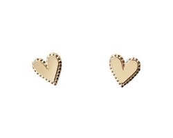 Oorbellen Hartje- Hartjes Oorbellen Geribbeld- Goudkleurige Kinder Oorbellen Hartje- Meisjes Oorknopjes Hartje- LiLaLove- Kinderoorbellen- Cadeau Meisje