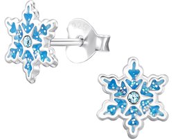 Oorbellen meisje - kerst - frozen - sneeuwvlokje - zilver - blauw