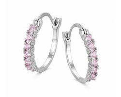 Oorbellen Meisje- Kinder Zilveren Oorringen- Oorbellen Strass- Meisjes Oorbellen- Strass Lichtroze-LiLaLove- Kinderoorbellen Zilver- Stainless Steel- Cadeau Meisje