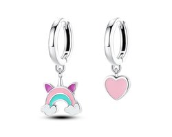 Oorbellen meisje unicorn - regenboog - hartje - eenhoorn - liefde - roze - paars - turquoise