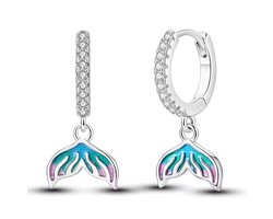 Oorbellen meisje - zeemeermin - zeemeerminnenstaart - glinster- glitter - lila - paars - turquoise