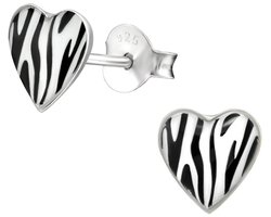 Oorbellen - Zebra - Hartje - Zilver Sterling 925 - Zilver