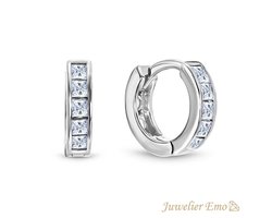 oorringen Zilver met Zirkonia stenen – Diameter 11 MM