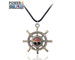 Power-8® Anime ketting: One Piece Manga Design - luffy - ketting met Roer hanger -piraten ketting- Unisex Anime Figuur Merchandise voor Heren, Dames, Jongens en Meisjes - one piece anime - one piece merchandise - cadeau tips - kerstcadeau -