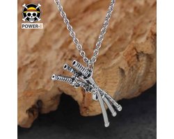 Power-8® Anime ketting: One piece manga design - Zoro katana zwaard ketting - ketting met hanger - Unisex Anime Figuur Merchandise voor Heren, Dames, Jongens en Meisjes - one piece anime - one piece merchandise - cadeau tips - manga -anime