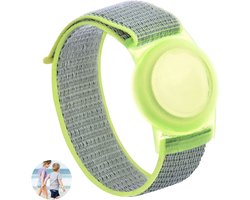 Premium Armband geschikt voor Apple AirTag voor Kinderen met Klittenband Sluiting Geel | AirTag-sleutelhanger Hoesje Kind | Polsband GPS Horloge Kind | Tracker Houder Armband | Trackers Band | Kinder Horloge | Peuter | GPS Senioren