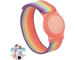 Premium Armband geschikt voor Apple AirTag voor Kinderen met Klittenband Sluiting Regenboog | AirTag-sleutelhanger Hoesje Kind | Polsband GPS Horloge Kind | Tracker Houder | Trackers Band | Kinder Horloge | Peuter | GPS Horloge Senioren