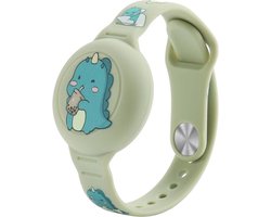 Premium Siliconen Armband met Dino geschikt voor Apple AirTag voor Kinderen Groen | AirTag-sleutelhanger Hoesje Kind | Polsband GPS Horloge Kind | Tracker Houder Armband | Trackers Band | Peuter | AirTag Polsband Armband | Polsband GPS