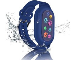 Premium Siliconen Armband met pootje kat hond geschikt voor Samsung Smarttag 2 voor Kinderen blauw | smarttag 2 sleutelhanger Hoesje Kind | Polsband GPS Horloge Kind | Tracker Houder Armband | Trackers Band | Peuter | polsband Armband | Polsband GPS