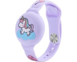 Premium Siliconen Armband met Unicorn geschikt voor Apple AirTag voor Kinderen LILA | AirTag-sleutelhanger Hoesje Kind | Polsband GPS Horloge Kind | Tracker Houder Armband | Trackers Band | Peuter | AirTag Polsband Armband | Polsband GPS