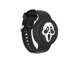 Scary Face Waterdichte AirTag Armband voor Kinderen – Geschikt voor Apple AirTag – Verstelbare Siliconen Band – Veilig & Comfortabel.
