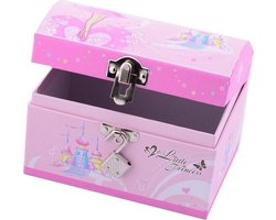 Sieradenkistje prinsessen roze met slot - Roze juwelendoosje met fee