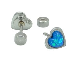 Stainless steel kinderoorbellen - Blauw hartje - Hypoallergeen & Waterproof - 5 mm