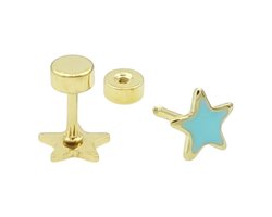Ster oorbellen voor meisje - Kleine oorknopjes - Premium gold-plated staal - 6 x 9 mm