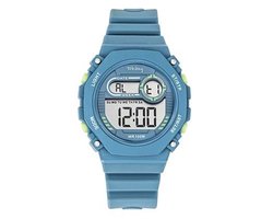 Tekday-Horloge-Digitaal-Tiener-38MM-Alarm-Timer-Stopwatch-10ATM waterdicht-Silicone band-blauw grijs.