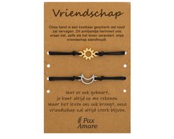 Vriendschapsarmbandjes voor 2 met Zon & Maan - Goud & Zilver - Elastisch verstelbaar - Vriendschap Cadeau - Pax Amare