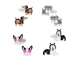 WeLoveSilver - Kinderoorbellen - Set van vier - Honden - 925 Zilver
