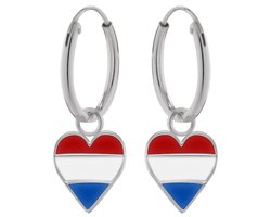 WeLoveSilver oorringen - 925 zilver - hartje Nederlandse vlag