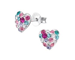 WeLoveSilver - Zilveren kinderoorbellen - hartvorm kristallen - 8 mm
