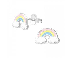 WeLoveSilver - Zilveren kinderoorbellen - Pastel regenboog - 8 mm