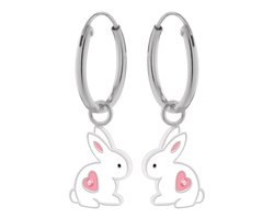 WeLoveSilver - Zilveren kinderoorringen - Konijn met roze hartje