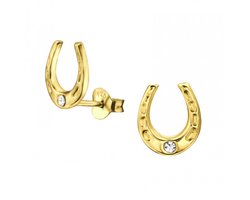 WeLoveSilver - zilveren oorbellen - meisjes - gold plated - hoefijzer