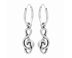 WeLoveSilver - zilveren oorringen - muzieknoot hanger - 18mm
