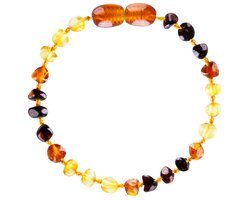 Wild Sun Barnsteen Armband Volwassene - Amber Enkelbandje Kind - Baltische Barnsteen – 19 cm - Rainbow