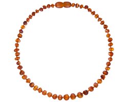Wild Sun Barnsteen Ketting Volwassene - Amber Ketting - Baltische Barnsteen – 45 cm – Cognac
